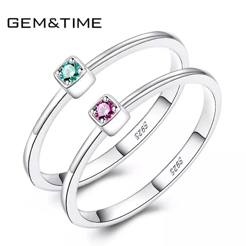 Gem&Time Real 925 Sterling Silver Ring Gree Red Topaz Rings For Women Gemstone Engagement Rings Silver 925 Jewelry Anillos Mujer