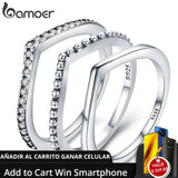 [add to cart win phone] BAMOER 100% 925 Sterling Silver Water Droplet Clear CZ Finger Rings for Women Wedding Gift PA7649