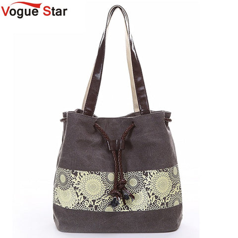 Vogue Star 2017 canvas bag shoulder bags high quality purse women handbag bucket flower printing ladies designer bags LA242