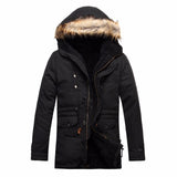 Winter Warm Mens Thick Fleece Jackets Faux Fur Velvet Hooded Windproof Windbreaker Man Male Casual Long Coat Parka Outwear