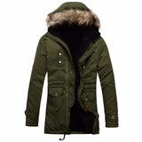 Winter Warm Mens Thick Fleece Jackets Faux Fur Velvet Hooded Windproof Windbreaker Man Male Casual Long Coat Parka Outwear