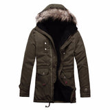 Winter Warm Mens Thick Fleece Jackets Faux Fur Velvet Hooded Windproof Windbreaker Man Male Casual Long Coat Parka Outwear