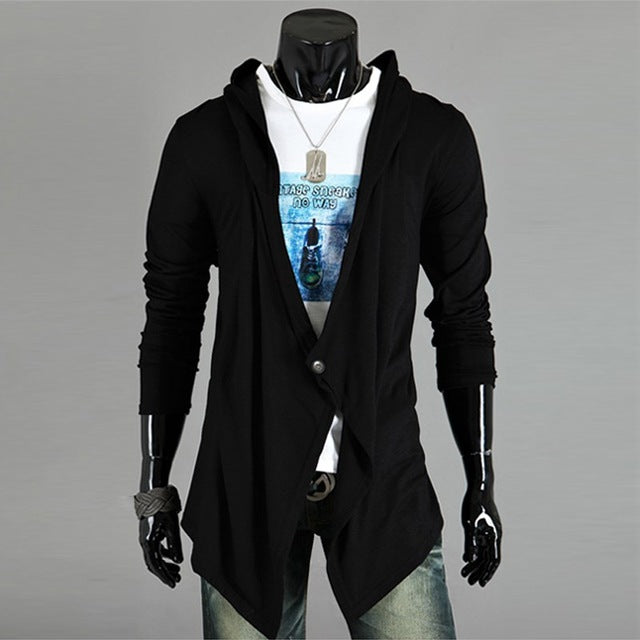 2017 Brand Fashion Mens Jackets Autumn Stylish Single Button Long Sleeve Hooded Coat