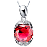 Long White Gold Twisted Chains Necklace Round Crystal pendant With Zircon