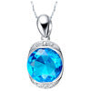 Long White Gold Twisted Chains Necklace Round Crystal pendant With Zircon