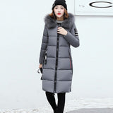 2017 Fashion Women's Faux Fur Collar Hooded Zipper Casual Winter Thicken Parka Coat