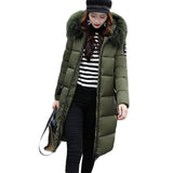 2017 Fashion Women's Faux Fur Collar Hooded Zipper Casual Winter Thicken Parka Coat