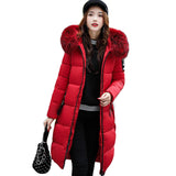 2017 Fashion Women's Faux Fur Collar Hooded Zipper Casual Winter Thicken Parka Coat