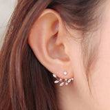 Women Fashion Leaf Crystal Earrings Jewelry