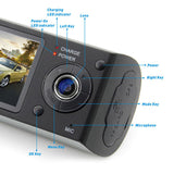 Full HD 720P 140 Degree Wide Angle Dual Lens Dashboard, Rearview Video Recorder Parking Monitor With GPS G-Sensor