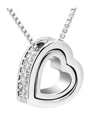 Double Heart Pendant - White Gold