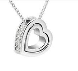 Double Heart Pendant - White Gold