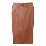 Women High Waist Classic Faux Leather Skirt Chic Slim Bodycon Pencil Skirts Party Thin Package Hip Saia Feminina