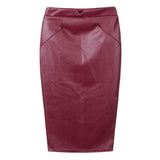 Women High Waist Classic Faux Leather Skirt Chic Slim Bodycon Pencil Skirts Party Thin Package Hip Saia Feminina