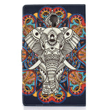 For Samsung T590 Laptop Protective Case Color Painted Smart Stay PU Cover with Front Snap Fun elephant