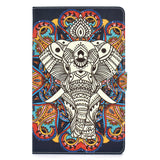 For Samsung T590 Laptop Protective Case Color Painted Smart Stay PU Cover with Front Snap Fun elephant