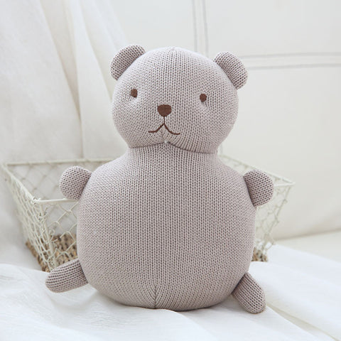 Cotton Knitted Wool Animal Doll Super Cute Baby Pacified Plush Toys Bear  (built-in bell)