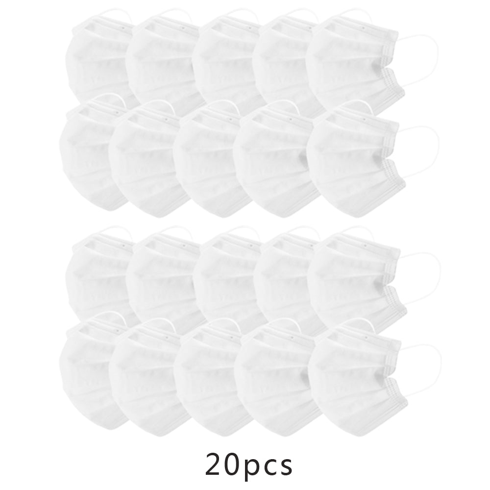 White Color Face Masks Disposable 3 Layers Dustproof Mask Facial Protective Cover Masks Set Anti-Dust Salon Earloop Mask white_20PCS