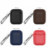 Carbon Fiber ShockProof for Apple AirPods Soft Protective Case Keychain Buckle black