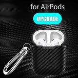 Carbon Fiber ShockProof for Apple AirPods Soft Protective Case Keychain Buckle black