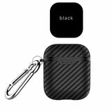 Carbon Fiber ShockProof for Apple AirPods Soft Protective Case Keychain Buckle black