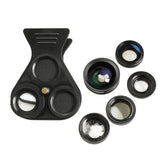 Universal Extended Polarization Wide-angle Lens Macro External Camera 5 in 1 Mobile Phone Fisheye Lens black