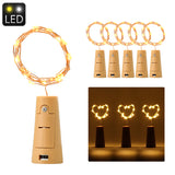 Cork-Shaped LED Light String - 6 Pieces, 18 Micro LED Per String, 3x LR44 Button Battery, 90cm String Lenght, Warm Yellow Light