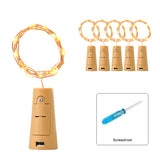 Cork-Shaped LED Light String - 6 Pieces, 18 Micro LED Per String, 3x LR44 Button Battery, 90cm String Lenght, Warm Yellow Light