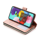 For Samsung A01/A21/A31/A41/A51 Pu Leather  Mobile Phone Cover Zipper Card Bag + Wrist Strap Rose gold