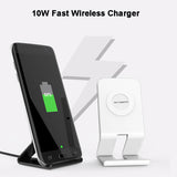 QI 10W Wireless Charger for Android/iPhone Cellphone Fast and Safe Charging Vertical Stand Elegant Desk Charger black