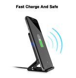 QI 10W Wireless Charger for Android/iPhone Cellphone Fast and Safe Charging Vertical Stand Elegant Desk Charger black