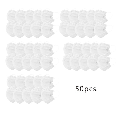 White Color Face Masks Disposable 3 Layers Dustproof Mask Facial Protective Cover Masks Set Anti-Dust Salon Earloop Mask white_50PCS