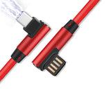 Fast Charging Data Cable 2M USB Type C Micro 90 Degree Cable for Type C Mobile Phone red