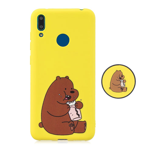 For HUAWEI Y7 2019 Flexible Stand Holder Case Soft TPU Full Cover Case Phone Cover Cute Phone Case 8