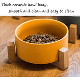 Large Capacity Pet Ceramic Feeding Bowl with Wood Frame for Cat Dog Food Green