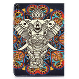 For iPad 10.5 2017/iPad 10.2 2019 Laptop Protective Case Color Painted Smart Stay PU Cover with Front Snap  Fun elephant