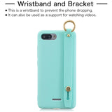 For Redmi 6A Simple Solid Color Chic Wrist Rope Bracket Matte TPU Anti-scratch Non-slip Protective Cover Back Case 1 black