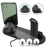 Wireless Charger 4-in-1 10W Fast Charging Stand for Apple Watch 5 4 3 Airpods Pro Station Dock For iPhone 11 XS XR X 8 black