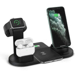 Wireless Charger 4-in-1 10W Fast Charging Stand for Apple Watch 5 4 3 Airpods Pro Station Dock For iPhone 11 XS XR X 8 black