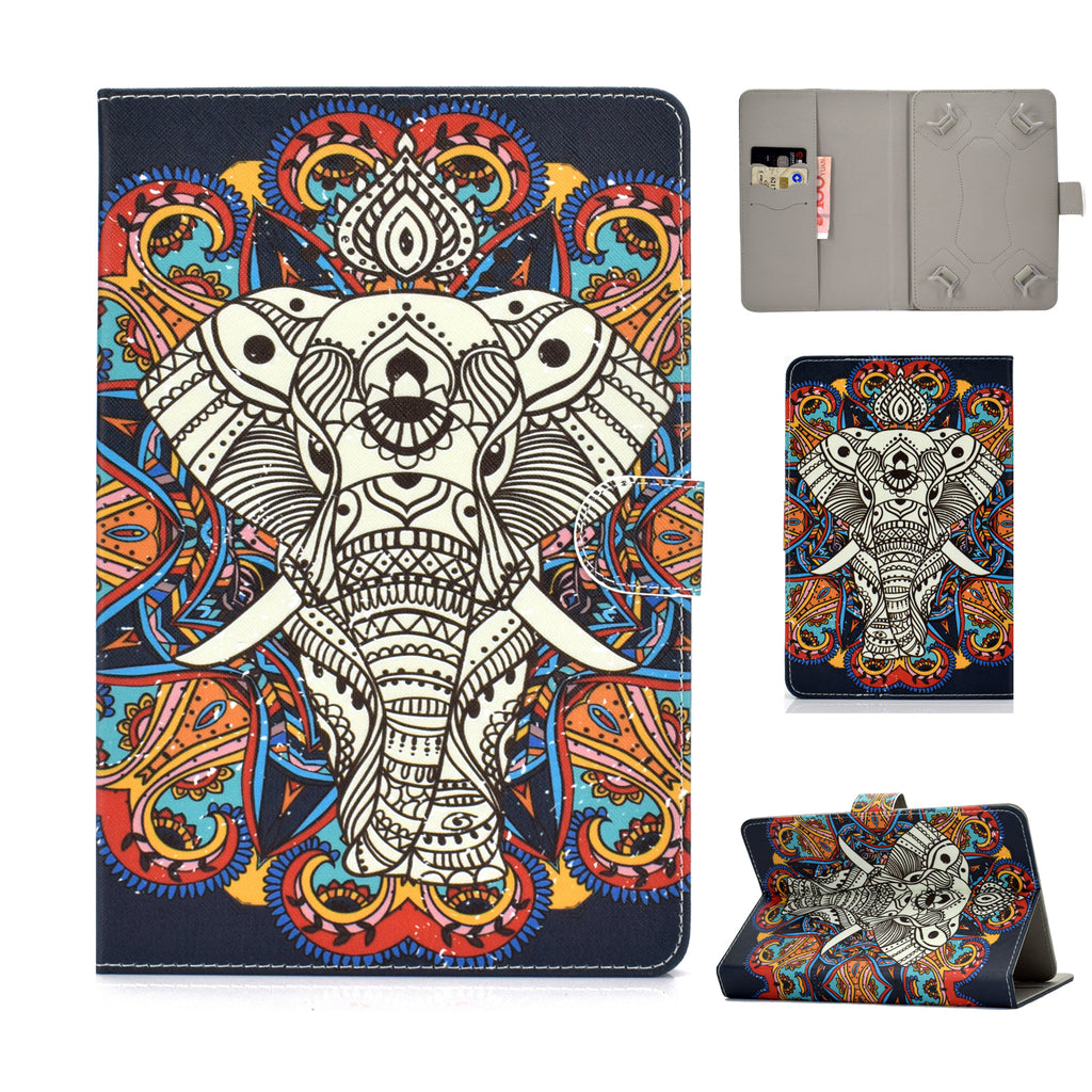 Universal Laptop Protective Case 7Inches Color Painted PU Cover with Front Snap Fun elephant