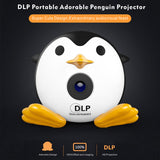 DLP Mini Projector - Penguin Design, DLP Technology, 40 Lumens, 1080p Support, Built-In 8W Speaker, 950mAh