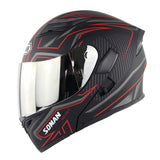 Cool Unisex Double Lens Flip-up Motorcycle Helmet Off-road Safety Helmet Line red with blue lens_XXL