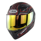 Cool Unisex Double Lens Flip-up Motorcycle Helmet Off-road Safety Helmet Line red with blue lens_XXL