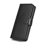 For Samsung J8 2018 PU Non-slip Shockproof Cell Phone Case with 9 Card Slots Lanyard Bracket black