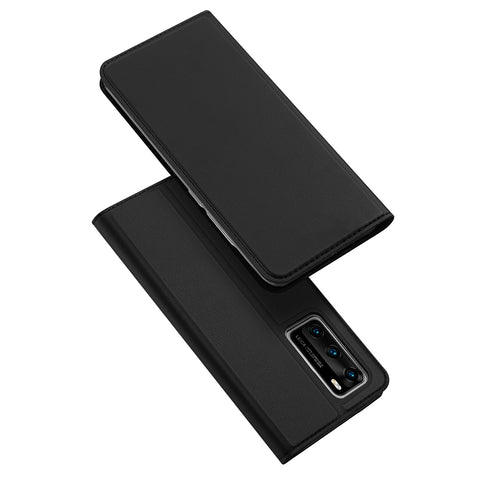 DUX DUCIS For HUAWEI P40 Leather Mobile Phone Cover Magnetic Protective Case Bracket with Cards Slot black