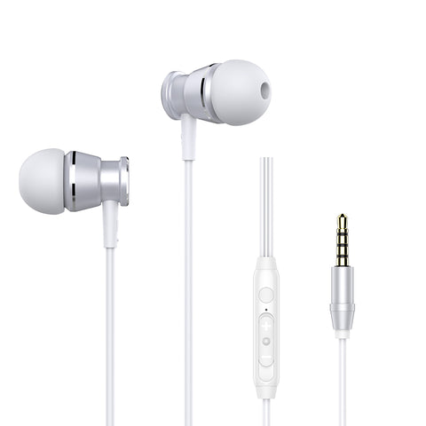 Langsdom M305 Metal Earphone In-ear Headphones with Mic Sports Bass Earbuds Headset for Smart Phones white