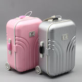 Cute Plastic Rolling Suitcase Mini Luggage Box for BJD Dolls Silver