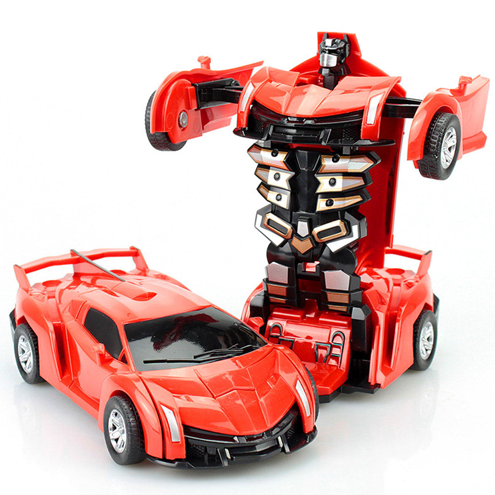 Inertia Crash PK Car Deformation Robot Action Figures Toy for Kids red