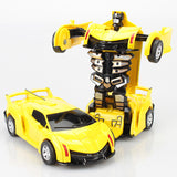 Inertia Crash PK Car Deformation Robot Action Figures Toy for Kids yellow