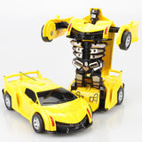 Inertia Crash PK Car Deformation Robot Action Figures Toy for Kids yellow